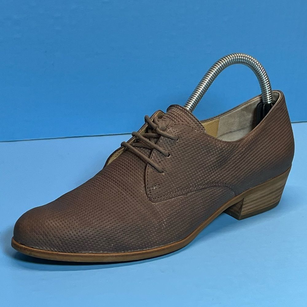 Paul Green Womens Perforated Dale‎ Taupe Grey Lace-up Oxford Shoes UK5.5/US8